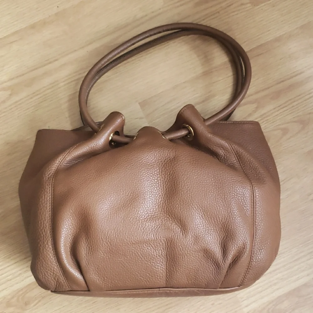 Michael Kors Royal Tan Leather Tassel D-Rings Handles Shoulder Bag Purse